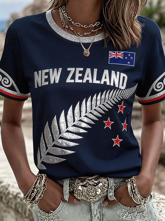 Women's NZ Football Lover Art Printed T-shirt