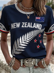 Women's NZ Football Lover Art Printed T-shirt