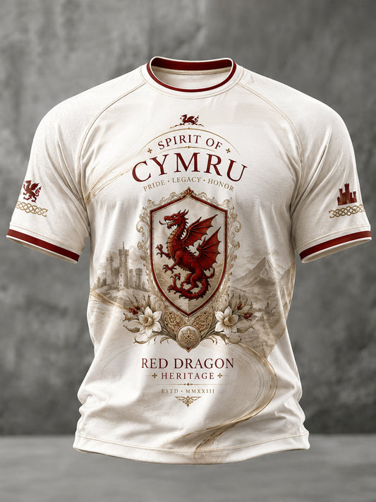 Men's Welsh Dragon Printed Casual Short Sleeves T-shirt