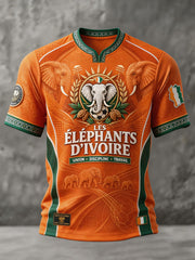 Men's Ivory Coast Elephant Football Lover Art Printed T-shirt