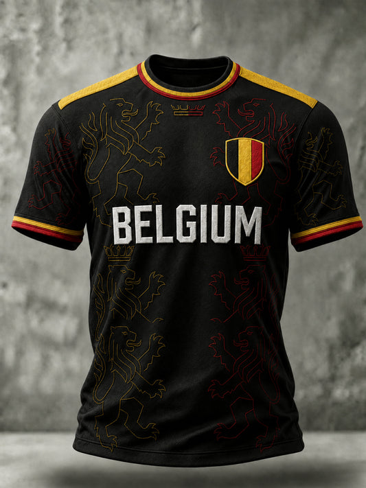 Men's Belgium Football  Short Sleeve O-neck T-shirt