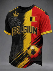 Men's Belgium Football  Short Sleeve O-neck T-shirt