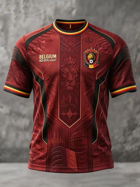 Men's Belgium Football Lover Pride Art Printed T-shirt