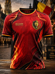 Men's Belgium Football Lover Pride Art Printed T-shirt