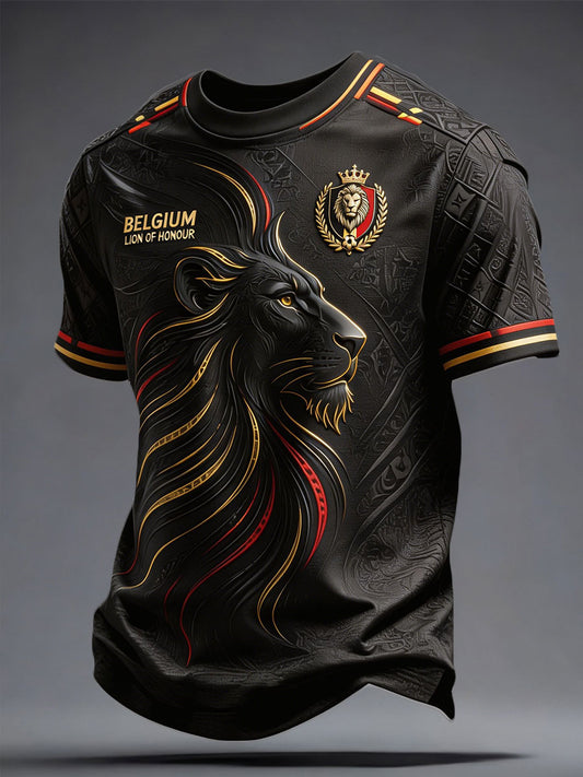 Men's Belgium Football Lover Pride Art Printed T-shirt