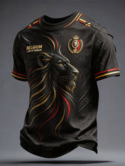 Men's Belgium Football Lover Pride Art Printed T-shirt