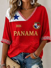 Women's Panama Soccer Print Casual T-shirt