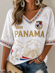 Women's Panama Soccer Print Casual T-shirt