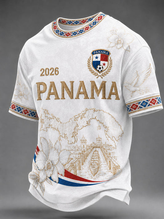 Men's Panama Soccer Printed Casual T-Shirt