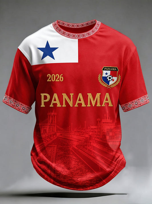 Men's Panama Soccer Printed Casual T-Shirt