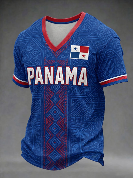 Men's Panama Soccer Printed Casual T-Shirt