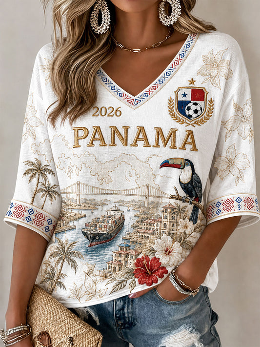 Women's Panama Soccer Printed Casual T-shirt