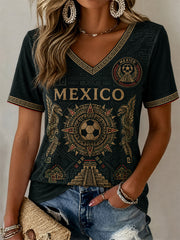 Women's Gift For Football Fans Print Casual V-Neck Tee