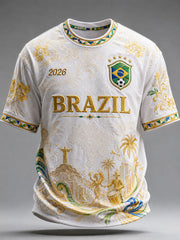 Men's Brazil Football Print Casual T-Shirt