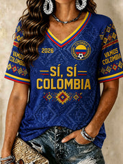 Women’s Colombia Soccer V-Neck T-Shirts
