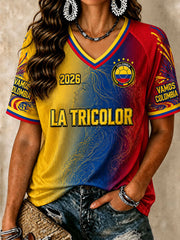 Women’s Colombia Soccer V-Neck T-Shirts