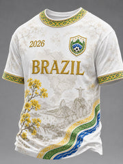 Men's Brazil Football Print Casual T-Shirt