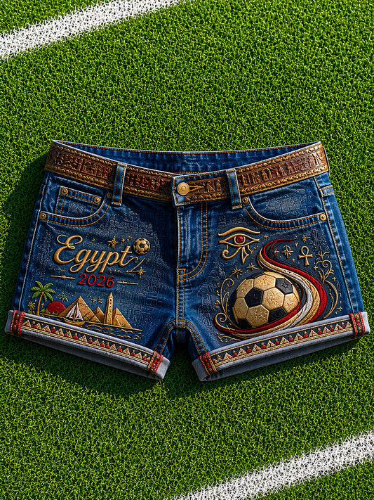 Women's 2026 Egypt Football Print Casual Shorts