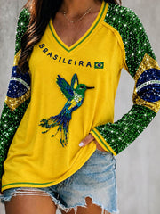 Women's Double Layer Neck Long Sleeve T-Shirt