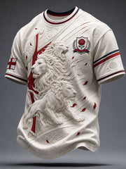 Men's England Football Lover Lions Roses Art Printed T-shirt