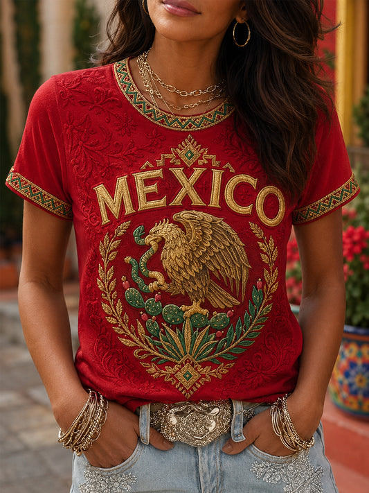 Women's Mexican Pride Printed Casual Tee