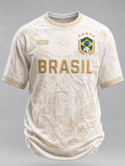 Men's Brazil Football Print Casual T-Shirt