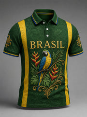 Men's Brasil Print Casual Polo