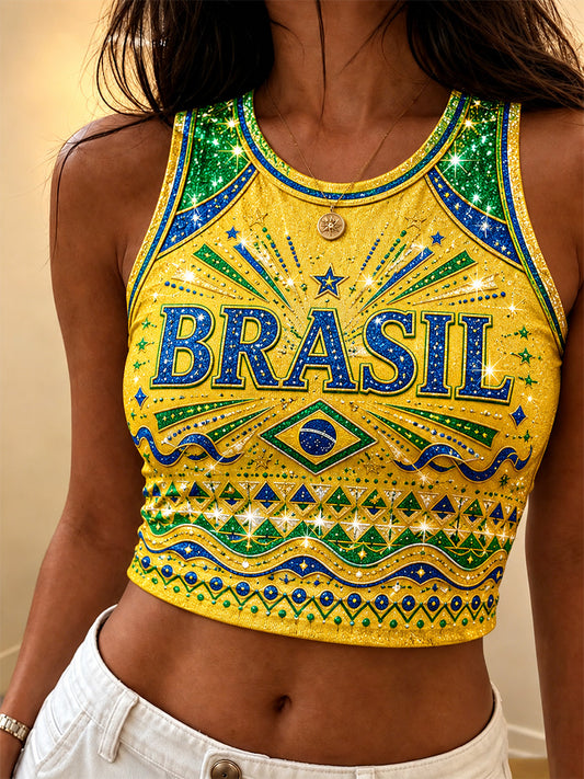 Women's Brasil Print Casual Vest