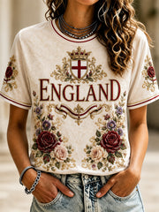 Women's England Print Casual Tee