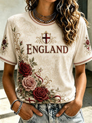 Women's England Print Casual Tee