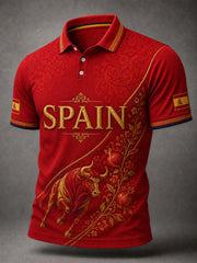 Men's Spain Print Casual Polo