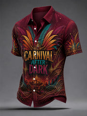 Men's Caribbean Carnival Print Casual Short Sleeve Shirt