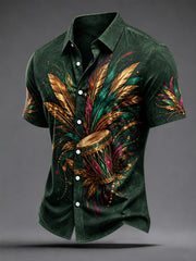 Men's Caribbean Carnival Print Casual Short Sleeve Shirt