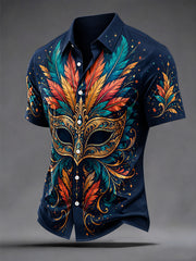 Men's Caribbean Carnival Print Casual Short Sleeve Shirt