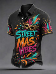 Men's Caribbean Carnival Print Casual Short Sleeve Shirt
