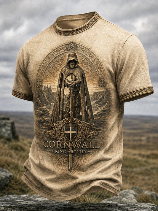 Men's Vintage Cornwall Arthur Legend Print T-Shirt