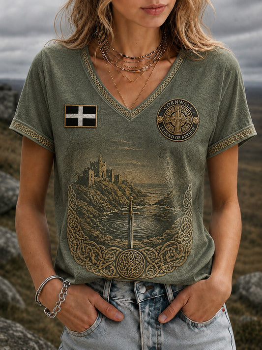 Women's Vintage Cornwall Arthur Legend Print T-Shirt