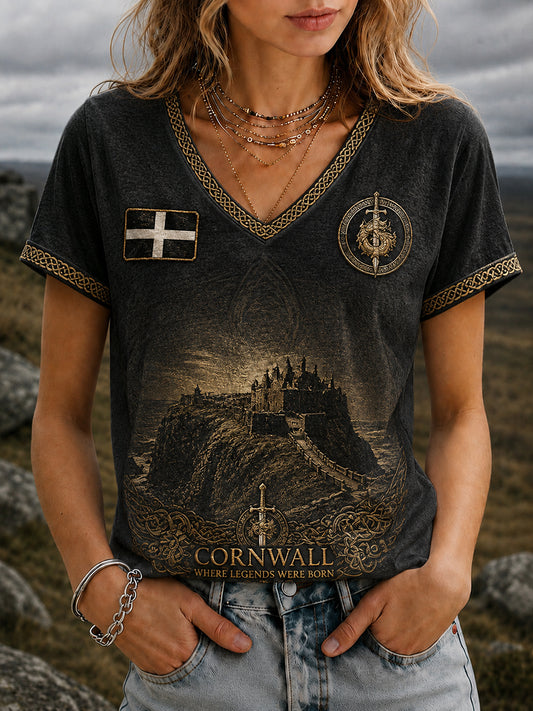 Women's Vintage Cornwall Arthur Legend Print T-Shirt