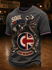 Men's Retro Northern Soul Print Casual Tee