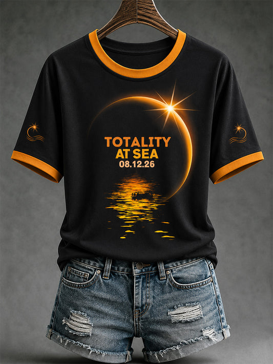Women's Total Solar Eclipse In 2026 Print Casual Tee