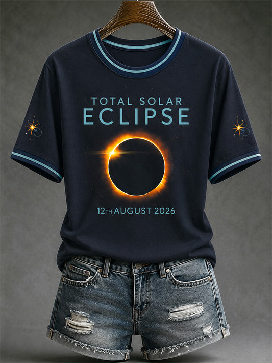 Women's Total Solar Eclipse In 2026 Print Casual Tee