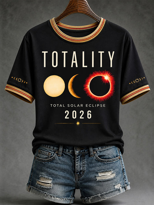 Women's Total Solar Eclipse In 2026 Print Casual Tee