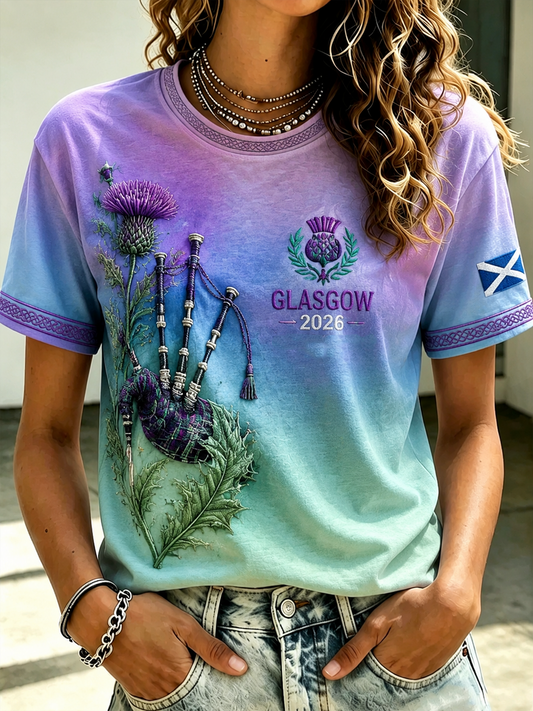 Women's Glasgow Commonwealth Games 2026 Printed short-sleeved T-shirt