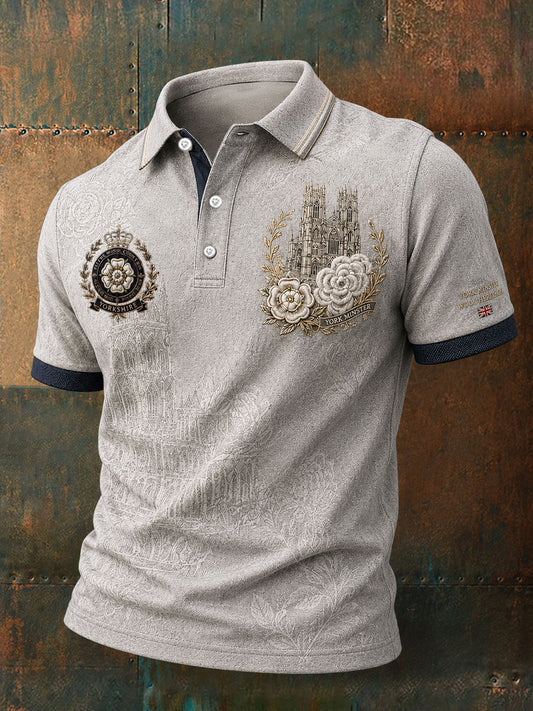 Men's England Yorkshire Day White Roses Art Printed Casual Tops