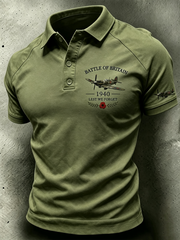 Women's Battle of Britain Printed V-neck off-shoulder short-sleeved T-shirt