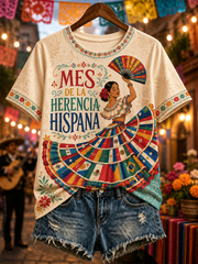 Women's Hispanic Heritage Month Printed short-sleeved T-shirt