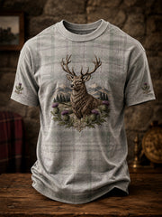 Men’s Scottish Highland Stag Plaid Graphic Tee