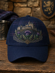 Unisex Scottish Castle Thistle Plaid Print Hat