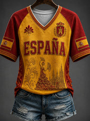 Women's V-neck off-shoulder short-sleeved T-shirt