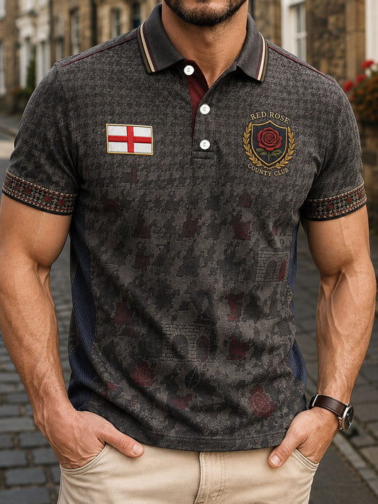 Men's Lancashire Red Roses Art Printed Casual Tops